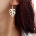 Boucles d'oreilles argent feuilles monstres