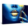 Portrait visage métallisé ou bleu Toile lumineuse moderne
