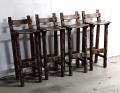 Lot de 5 tabourets de bar rustiques en bois massif