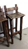 Lot de 5 tabourets de bar rustiques en bois massif